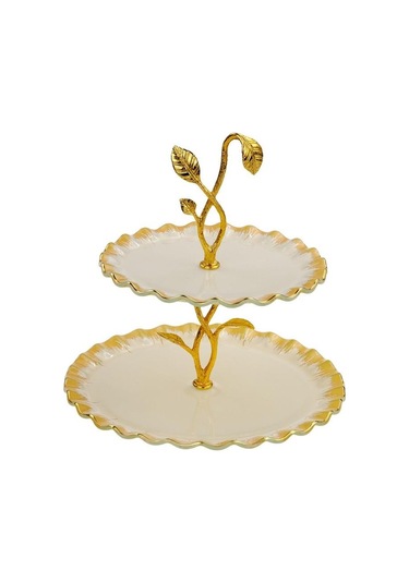 Glore Latte Altın Yaldızlı Cam Kurabiyelik 26089