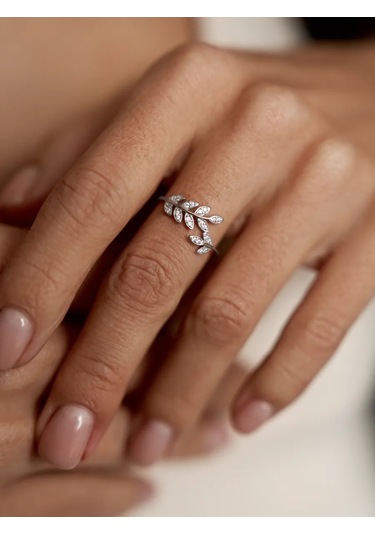 Zoloto Russkih 925 Ayar Gümüş Yaprak Yüzük 72004937 Gri