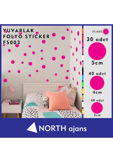 Yuvarlak Folyo Duvar Sticklerı Pembe
