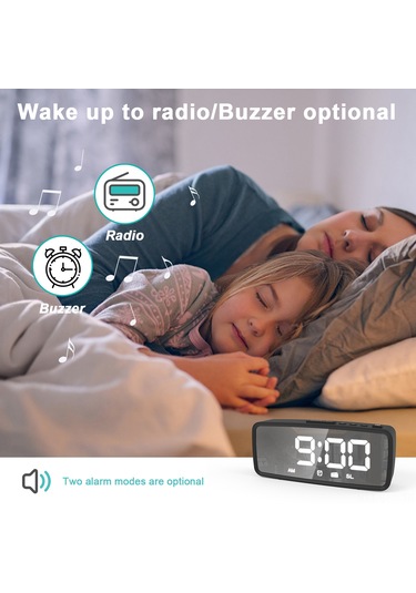 Springsun Siyah 5.1 İnç Led Ekranlı Masaüstü Radyo Saat - Yansıtıcı Yüzey, Uyandırma Fonksiyonu, 3 Parlaklık Seviyesi, 12/24 Saat Modu Pil Dahil Değil