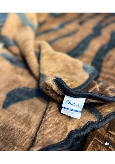 Aksu Safari Çift Kişilik Ultra Yumuşak Embos Vizon Battaniye Leopar Desen Kahve Krem