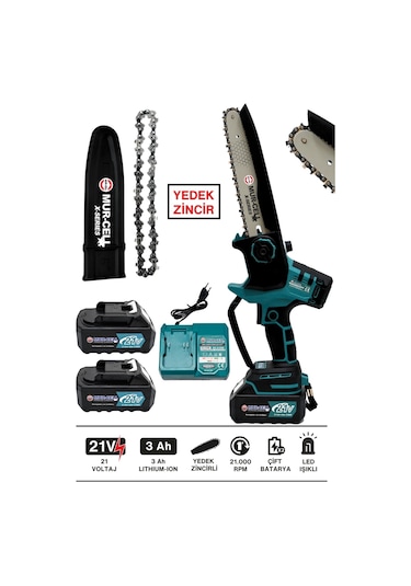 Mur-9108 Dal Budama Testeresi Kömürsüz Otomatik Yağlamalı Dijital Göstergeli 21v 3 Amper