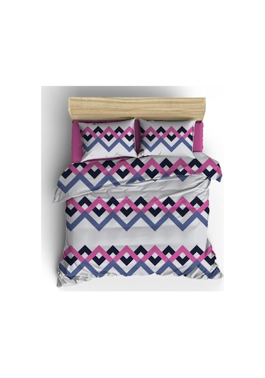 Battal Yataklar İçin Çarşafı Lastikli Pamuklu Nevresim Takımı Gri - Pembe