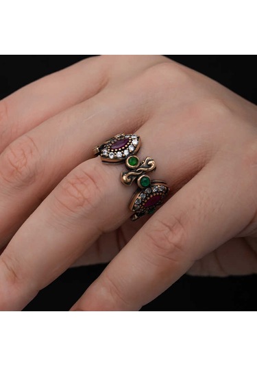 Blackcraft Gümüş Ayarlanabilen Otantik Mekik Kadın Yüzük Bc-12fb13 Renkli