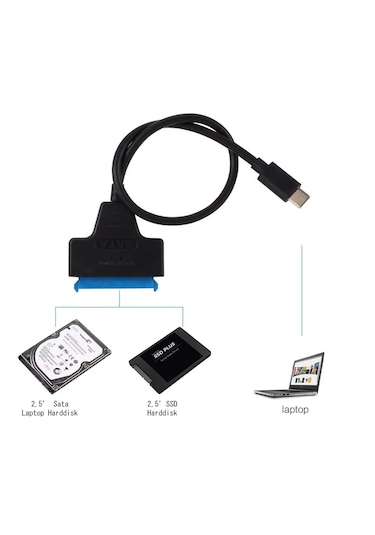 Cr30 Type-c 3.1 Sata Kablosu 2,5 İnç Ssd Hdd Sabit Disk Dönüştürücü 5gbps Hızında Çevirici Adaptör Max 3tb