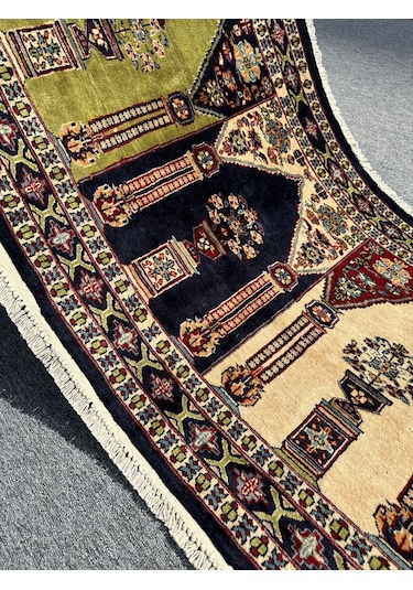 El Dokuma Afgan Halısı Saf Seccade Namazlık 86x152 %100 Yün Halı