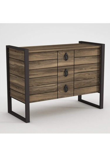 Dekorister Exclusive Lost Metal 3 Çekmeceli Şifonyer Ceviz Dekorister Exclusive Lost Metal 3 Çekmeceli Şifonyer Ceviz