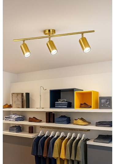 Spoti 3'lü Eskitme Renk Beyaz Işık Modern Tasarım Salon - Mutfak - Banyo Spot Ledli Sıralı Avize Eskitme