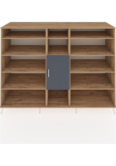 Kronos Dolap 12 Raflı Tek Kapaklı 220x59x163 Çam-antrasit/çam Çam-antrasit/çam