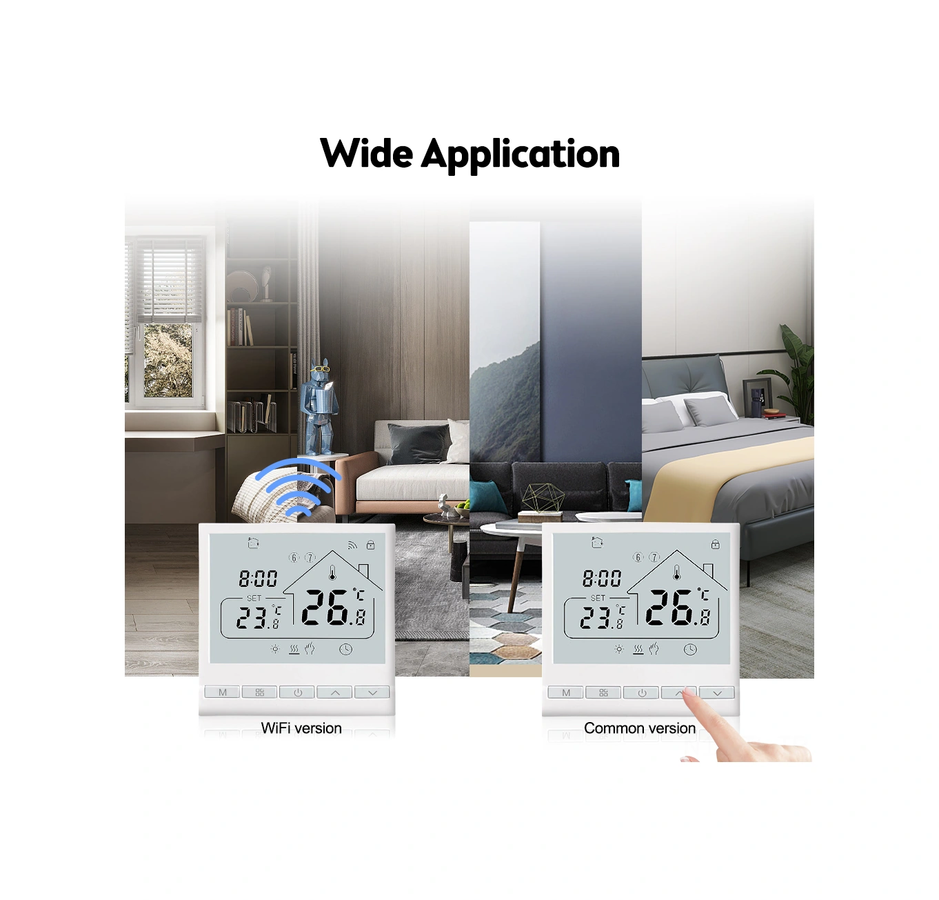 Hombey Beyaz Wifi Akıllı Isıtıcı Termostatı 16a, Tuya Uygulaması İle Kontrol, 6 Zaman Programı, Led Ekran, Amazon Ve Google Home Sesli Komut Desteği