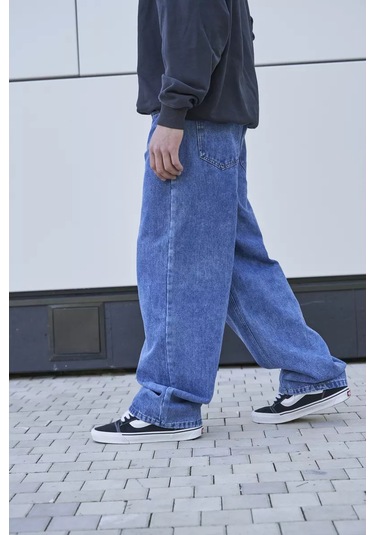 Favorite Seven Y2k Oversize Düz Geniş Paça Jean Pantolonlar 233787643 Mavi