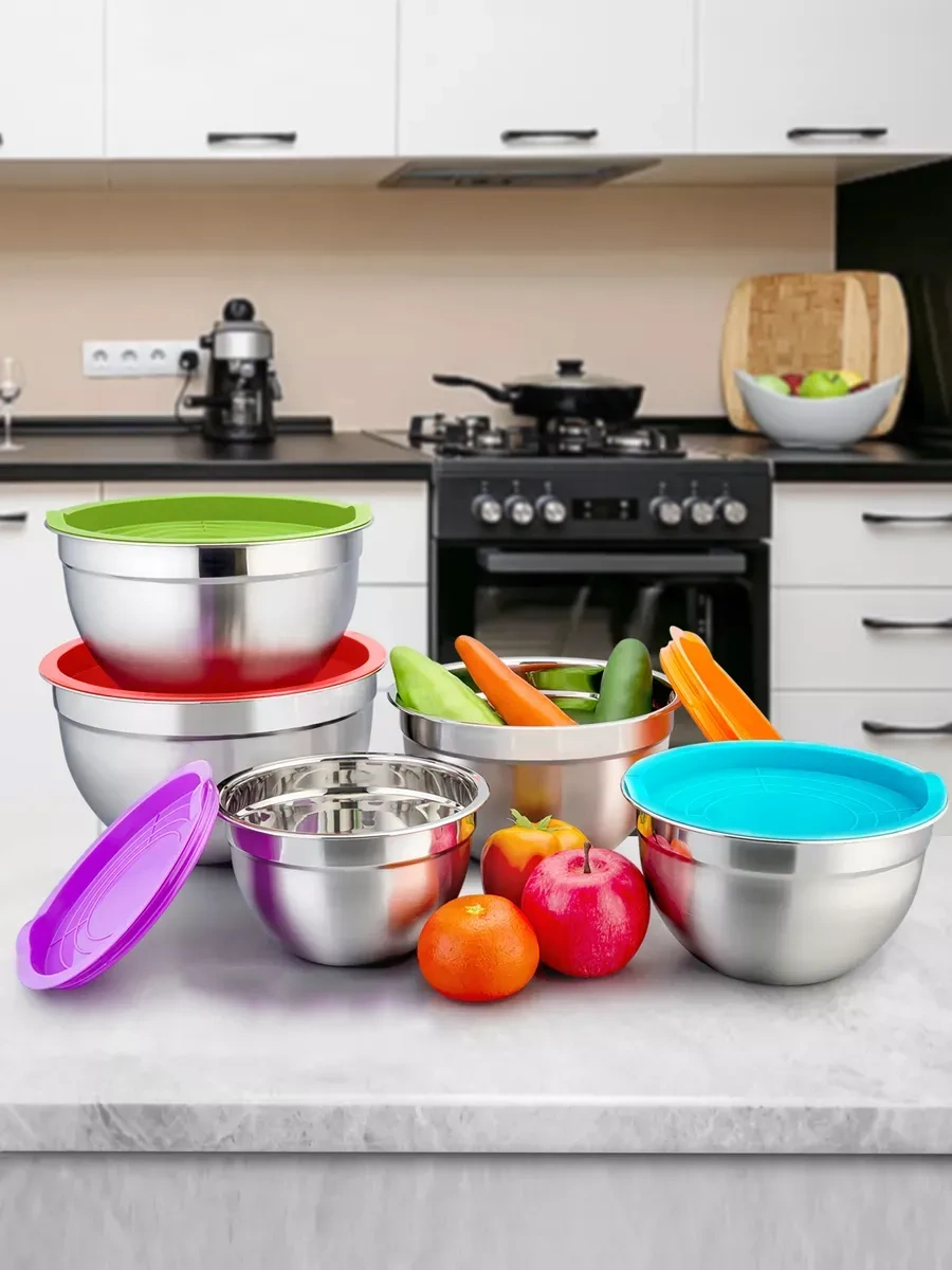 Teamfar Paslanmaz Çelik Mutfak İçin Kapaklı Kase Seti 90179676