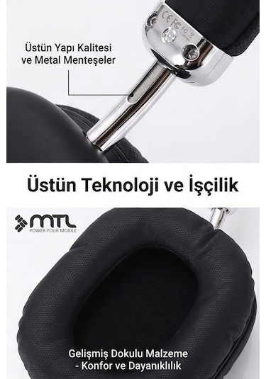 Kablosuz Stereo Kulak Üstü Kulaklık Hd Ses Bluetooth 5.3 Extra Bass Ios Ve Android Uyumlu Mt964