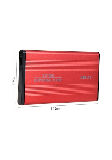 Usb 2.0 To Sata 2.5 İnç Alüminyum Harici Harddisk Kutusu Kırmızı