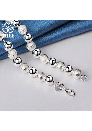 925 Ayar Gümüş 8mm Boncuk Top Zincir Mat Pürüzsüz Kolye Takı