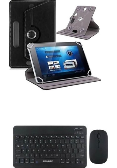 Tcl Tab 10l Gen 4 10.1'' Kılıf Uyumlu Standlı Kablosuz Bluetooth Klavye Mouse Set Kılıf