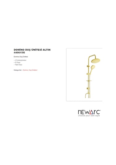 Domino Altın Duş Ünitesi 440615g Altın
