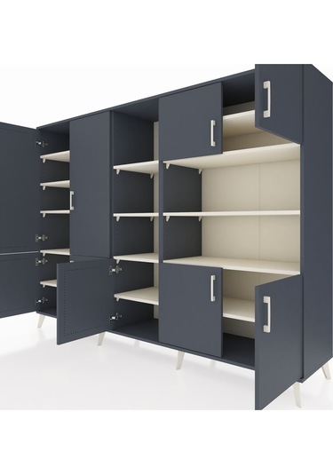 Hyperion Dolap 14 Raflı 9 Kapaklı 220x44x163 Antrasit-antrasit/ay Antrasit-antrasit/aytaşı