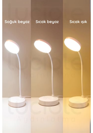 Ct-8440 Berlin Şarjlı Dokunmatik Dimmerli 3 Renk Led Masa Lambası - Beyaz Diğer