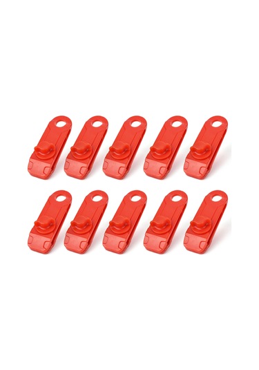 Tenfowee Kırmızı Nilon Fantezi Klips, 10 Adet, Çok Amaçlı, Kamperlik, Piknik, Güneşlikler İçin Güçlü Tutucu Kırmızı