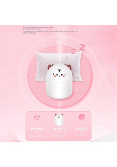 Agoodshop 250ml Mini Sevimli Pet Hava Temizleme Nemlendirici Ev Beyaz Için Atmosfer Işığı İle Hava Neml