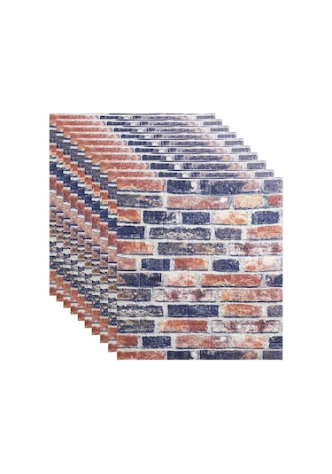 10 Adet Nw61 Tuğla Desenli Arkası Yapışkanlı Duvar Kağıdı Paneli