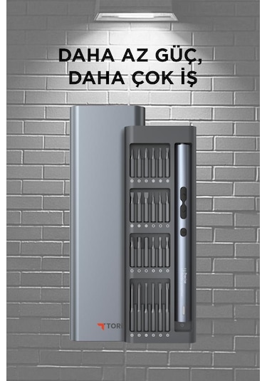 Torima Tts-04 48 Parça Şarjlı Hassas Tornavida Seti Led Işıklı, Mıknatıslı Alüminyum Kasa, Type-c