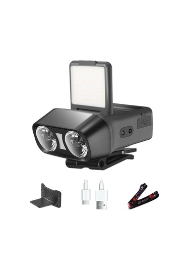 Vkemall Kafaüstü Ve Şapka Klipsü Led Feneri, 5 Işık Modu İle Sürekli Parlaklık, 1500mah Pil Ve Ipx4 Su Geçirmezlik