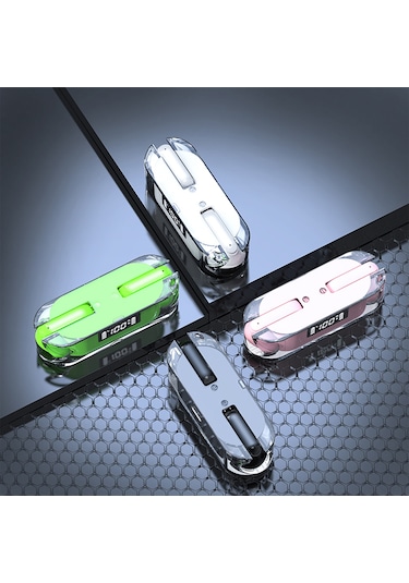 Shineyee Tm50 Yarı Kulak İçi Bluetooth 5.3 Kulaklık, 120 Saat Bekleme Süresi, Şeffaf Şarj Kutusu, Pembe
