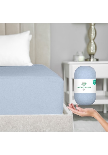 Home Eco Lastikli Çarşaf %100 Pamuk Tek / Çift Kişilik Ekonomik Serisi Oeko-tex Sertifikalı Mavi / Bebek Mavisi Mavi - Bebek Mavisi