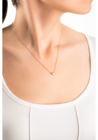 Little Love 18 Ayar Sarı Altın Kaplama 42 Cm Gümüş Kolye Sarı