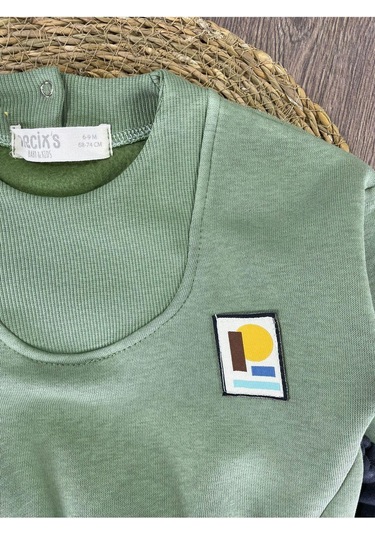 3 İplik İçi Şardonlu Armalı Kışlık Erkek Bebek Takım İguana Antrasit - Yeşil