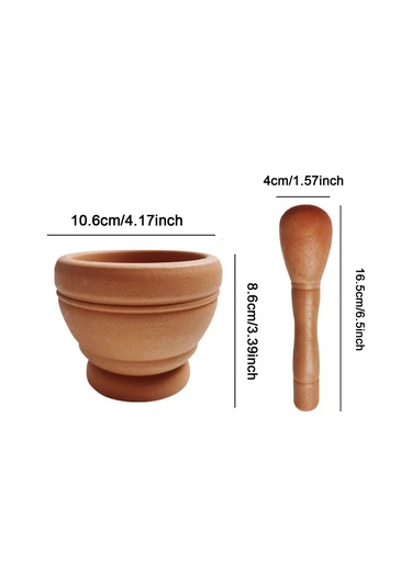 Homyl Havan Ve Tokmak Seti Çok İşlevli Mutfak Ezici Chutney Açık Kahverengi