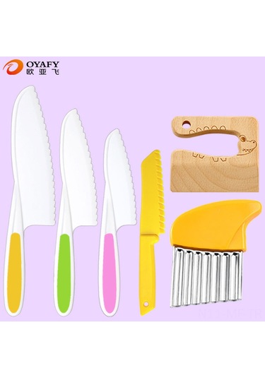 Mufunye Çocuklar İçin 6 Parçalı Plastik Meyve Bıçak Seti - Güvenli Ve Eğitici Kesme Oyunları Siyah & Beyaz Beyaz - Siyah