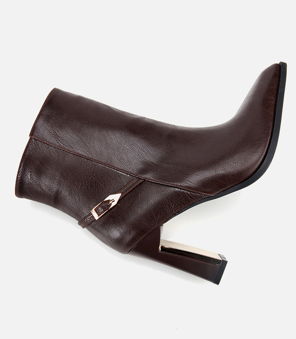 Hotiç Kadın Kahverengi Gold Detaylı Tokalı Sivri Burunlu Yüksek Topuklu Bot 01boh315010a480 01boh315010a480 Kahverengi