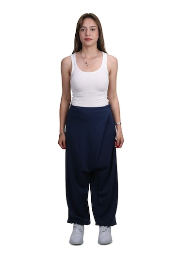 Kadın Modal Kumaş Yumuşak Dokulu Lacivert Şalvar Pantolon Lacivert