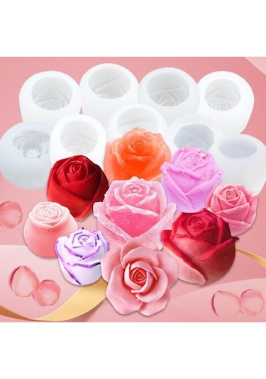 Gül Çiçek Silikon Kalıp Buz Küpü Fondan Çikolatalı Kek Takı Yapımı Aracı 3