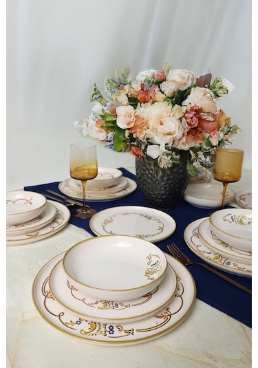 Keramika Bronze Bloom Yemek Takımı 18 Parça 6 Kişilik 22926-27-29 Çok Renkli