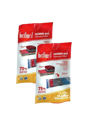 Brillant Vakumlu Hurç, 2li Set, Xlarge Boy 55x90 Şeffaf