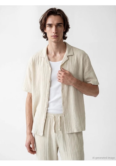 Lc Waikiki Bej Loose Fit Müslin Erkek Gömlek