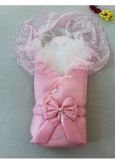 Yenidoğan Kumru İnci Fiyonk Kristal Parlak Duvaklı Kundak Bebek Battaniyesi Pembe Çok Renkli