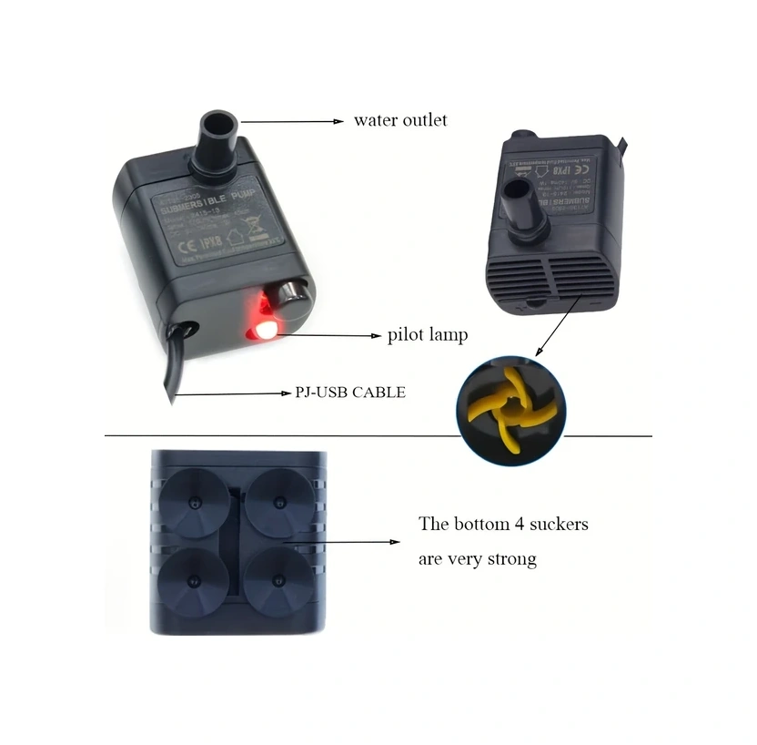 Willowhaven Gudyir Mini Dalgıç Çeşme Pompası - Beyaz Usb Güçlü Esnek Hortum Sessiz