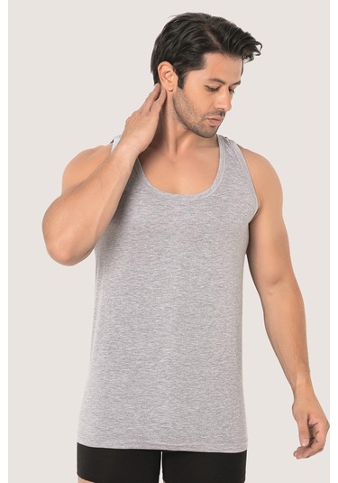 6'lı Paket Gri Erkek Atlet %100 Pamuklu Penye, Nefes Alabilir İç Giyim Gri