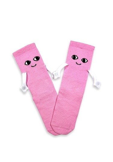Mıknatıslı El Ele Tutuşan Çorap Arkadaşlık Spor Çorabı Eğlenceli Ve Komik Pembe