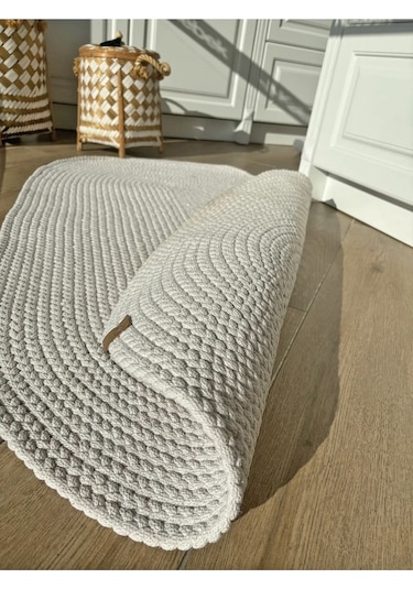 Lüle Halı Çift Taraflı Hasırlı Petek Jüt Örgü Kilim Halı Mod-910