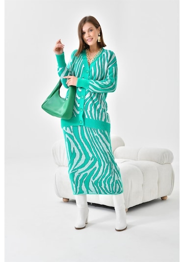 Ftz Women Kadın Zebra Desenli İkili Takım Benetton 20569-benetton Yeşil