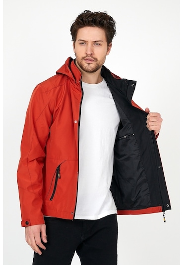 Sivaist Yeni Sezon Erkek Turuncu Softshell Kapüşonlu Iç Cepli Mont