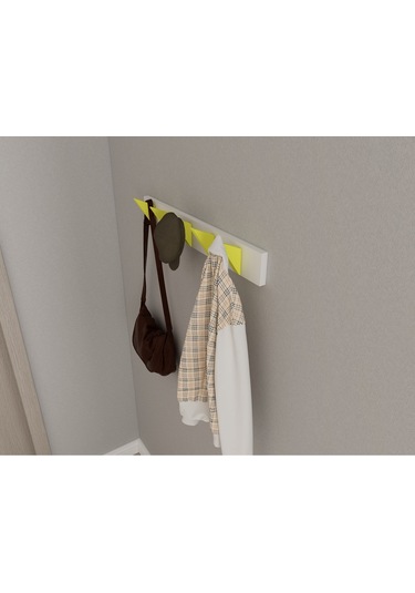 Hepsi3boyutlu Modern Duvar & Kapı Kanca Askılık - 5 Adet Sarı Kanca Askılık - Model No : 5 Sarı