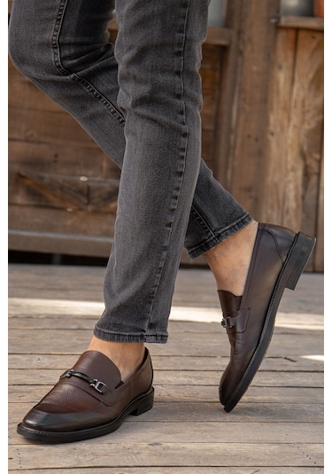 D0699 Günlük Ortopedik Hakiki Deri Erkek Klasik Ayakkabı Kahverengi