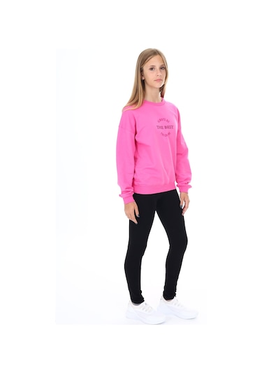 Toontoy Kız Çocuk Baskılı Taytlı Takım Açık Fuşya